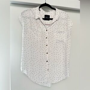 Jachs Girlfriend White with Black Polka Dots Button-Front Shirt
